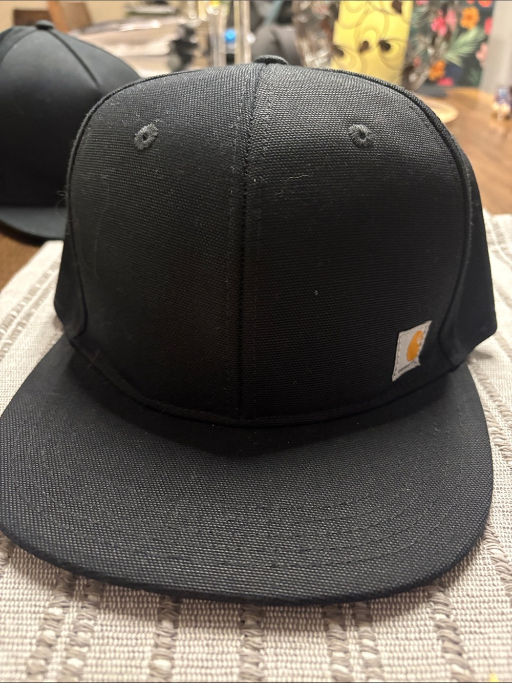 Carhartt Black Flat-Brim Snapback with Small Logo Patch